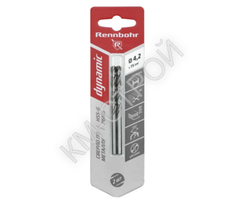 Сверло по металлу ЦХ, 4,2х75мм, HSS-G, P6M5, 2шт/уп,RENNBOHR DYNAMIC CARD - Крепеж и строительное оборудование