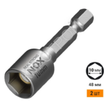 Ключ-насадка магнитная NUT SETTER 10x48 мм, 2 шт, карта NOX - Крепеж и строительное оборудование