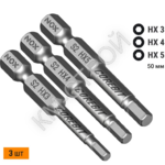 Набор бит (3 шт; Hex 3, 4, 5; 50 мм; карта; E6.3) NOX - Крепеж и строительное оборудование