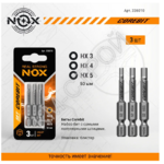 Набор бит (3 шт; Hex 3, 4, 5; 50 мм; карта; E6.3) NOX - Крепеж и строительное оборудование