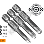 Набор бит (3 шт; Ph 1, 2, 3; 50 мм; карта; E6.3) NOX - Крепеж и строительное оборудование