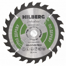 Диск пильный Industrial Дерево (185x20/16 мм; 24Т) Hilberg HW185 - Крепеж и строительное оборудование