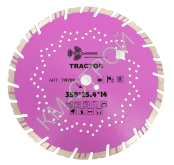 Диск алмазный отрезной Tractor (350х25.4х14 мм) TRIO-DIAMOND TR709 - Крепеж и строительное оборудование